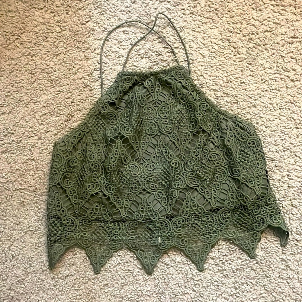 Spaghetti Strap Green Crop Top